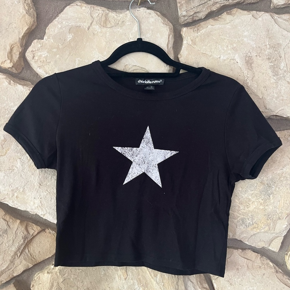 Charlotte Russe Teen Girls Black Star Cropped Top M